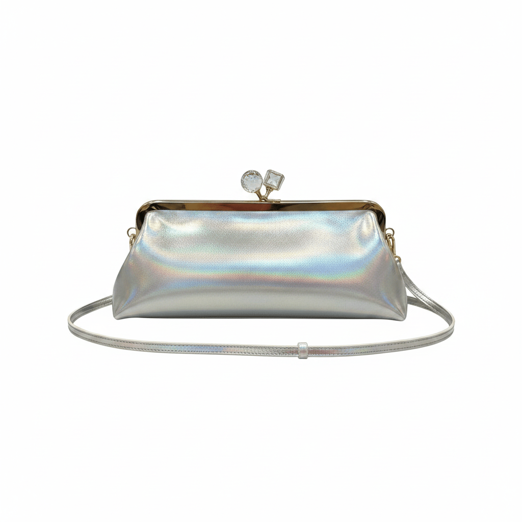Silver Iridescent Clutch - House of FaSHUN by Shun Melson