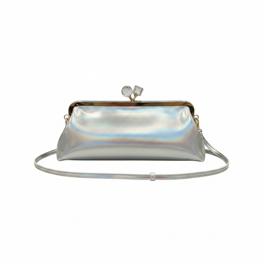 Silver Iridescent Clutch - House of FaSHUN by Shun Melson