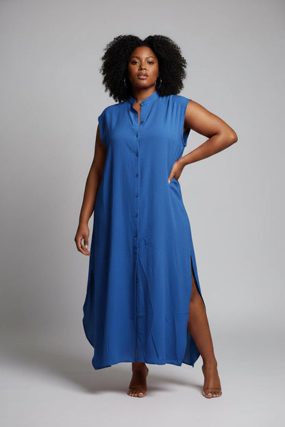 Sleeveless Long Shirt Dress - House of FaSHUN by Shun Melson