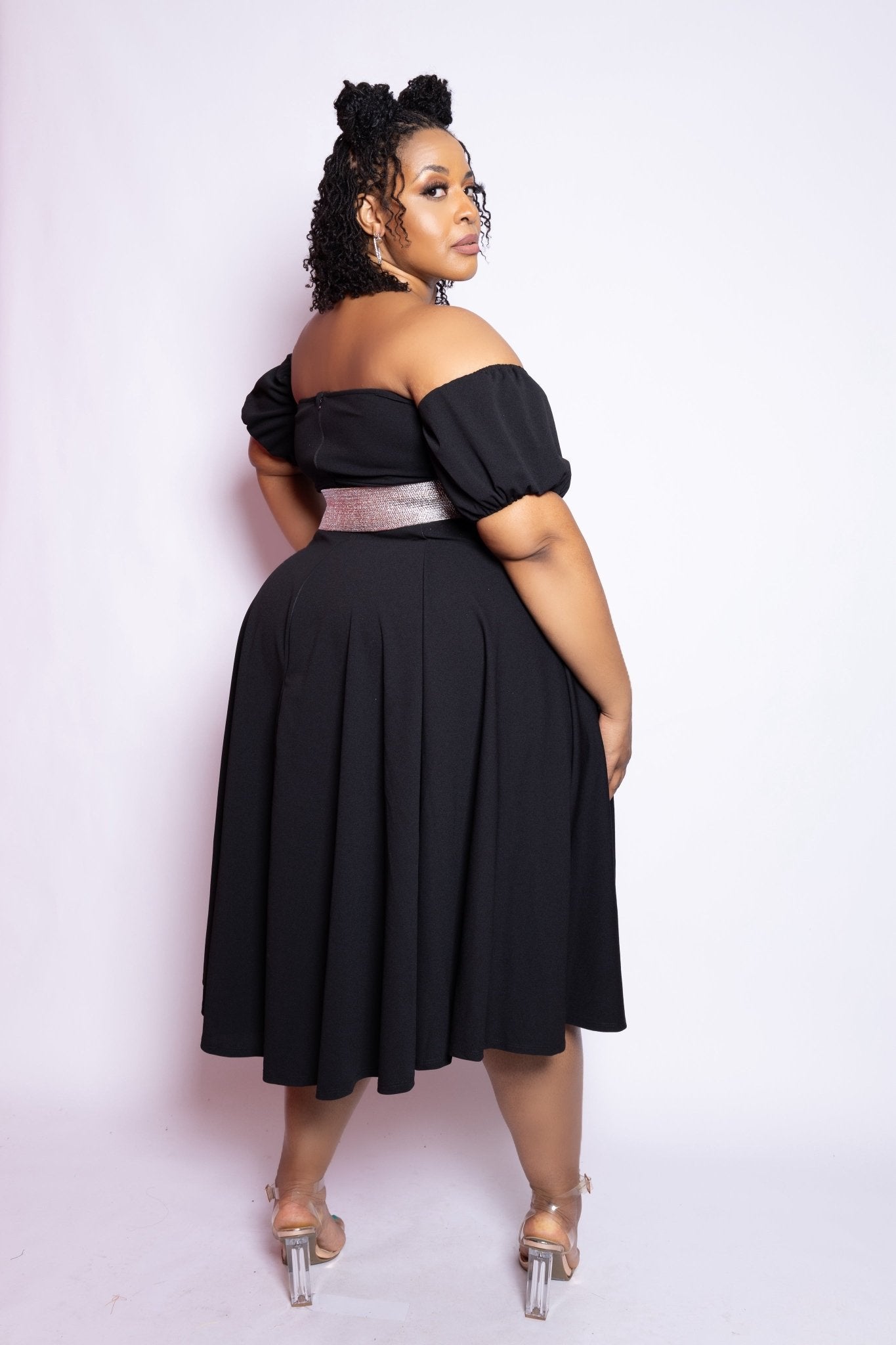 Women's Black Off The Shoulder Dress PLUS - House of FaSHUN by Shun Melson