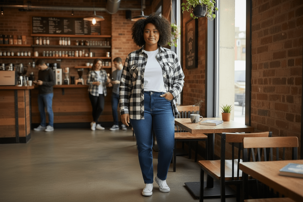 Women's Buffalo Plaid Button Down Shirt - House of FaSHUN by Shun Melson