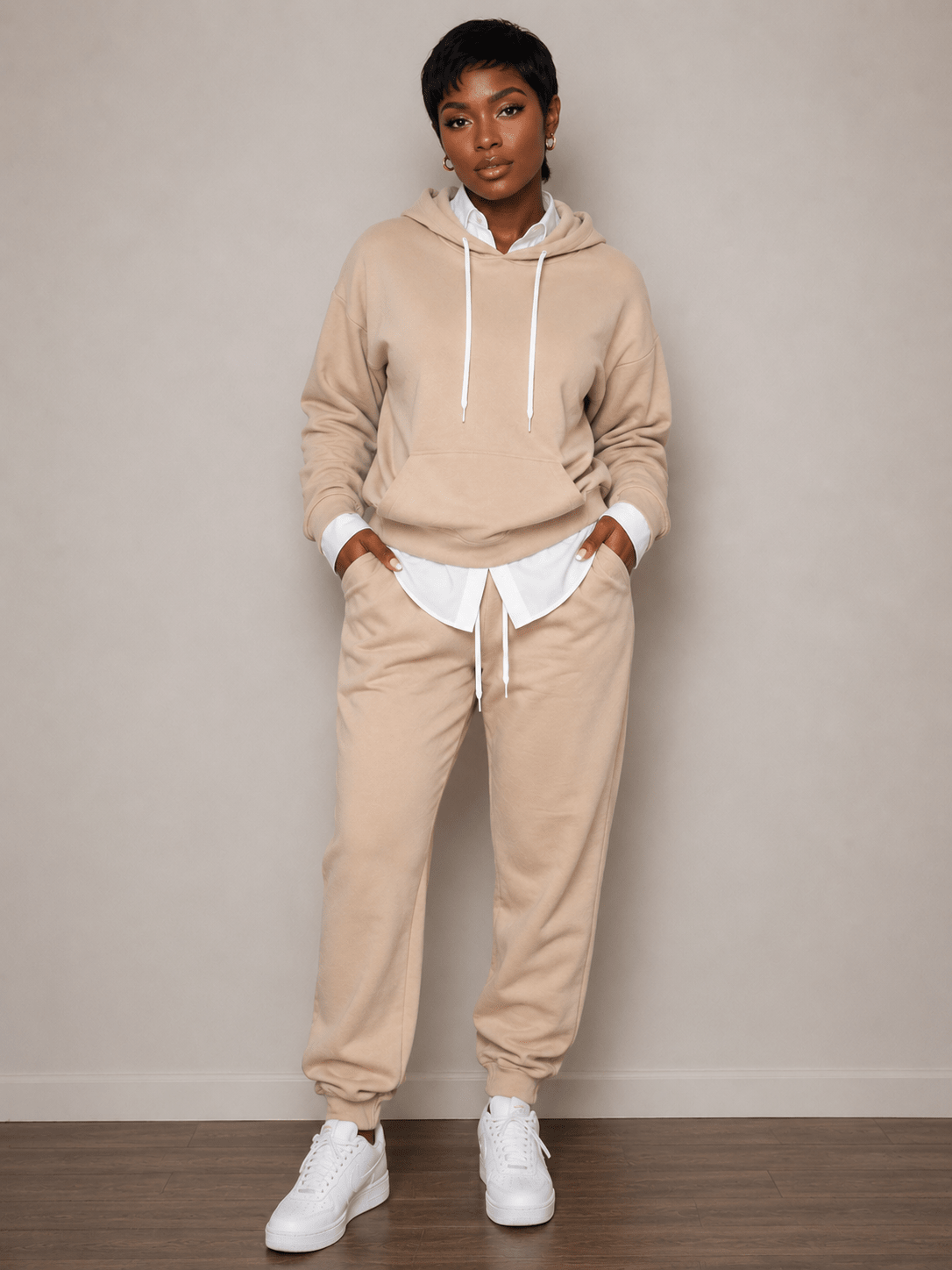 Women's White String Jogger Set - House of FaSHUN by Shun Melson
