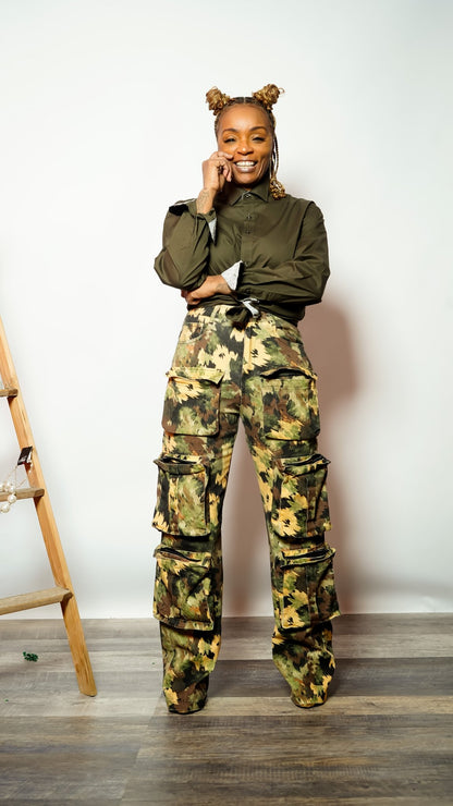 Camo Multiple Cargo Pocket Pants - House of FaSHUN by Shun Melson